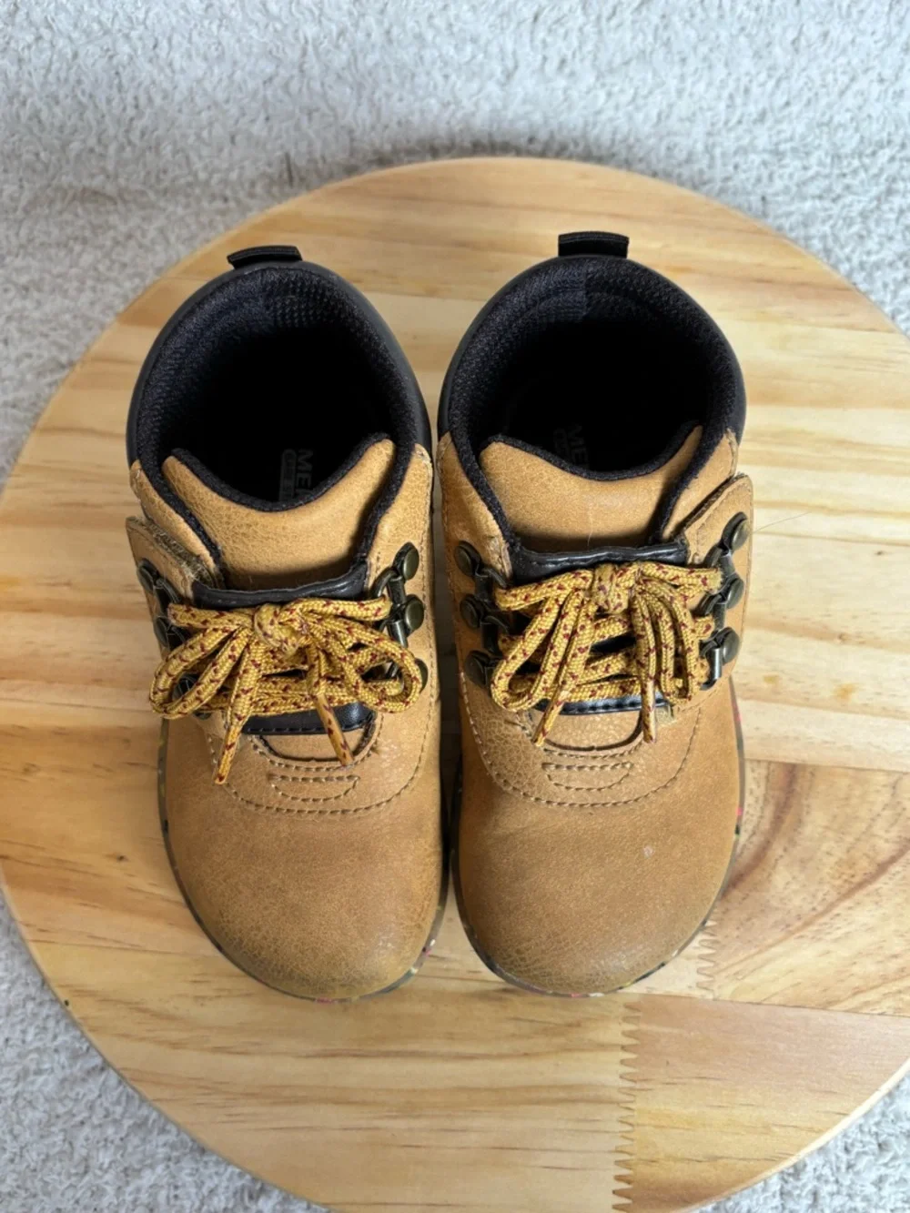 Merrell Boots Toddler 8M Bare Steps 2.0 Leather Hook and Loop in Brown